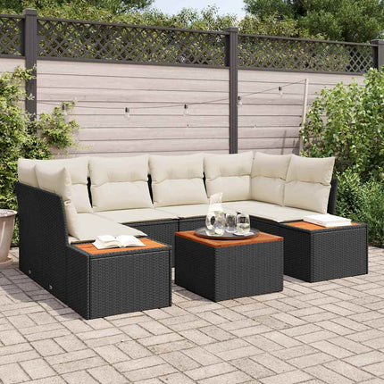 Trädgårdsoffset 6 st Svart Poly rattan