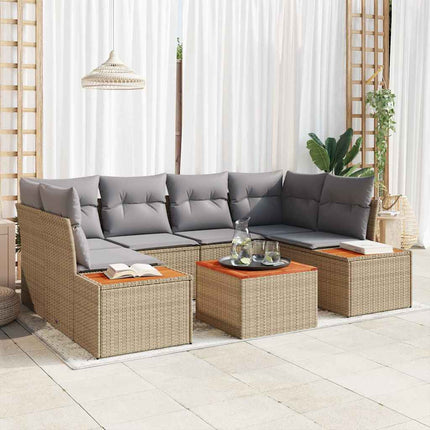 Trädgårdsoffset med kudde 6 pcs Beige Poly rattan