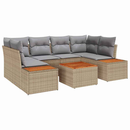 Trädgårdsoffset 6 st Beige Poly rattan