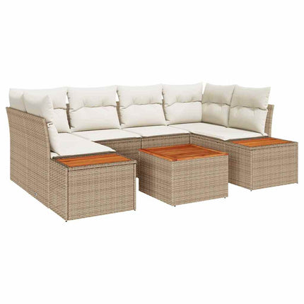 Trädgårdsoffset med kudde 6 pcs Beige Poly rattan