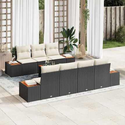 Trädgårdsoffset 8 st Svart Poly rattan