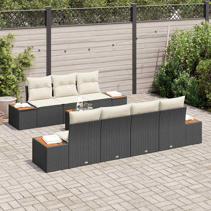 Trädgårdsoffset 8 st Svart Poly rattan
