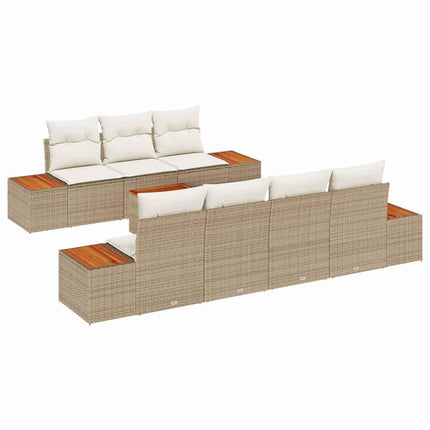 Trädgårdsoffset 8 st Beige Poly rattan