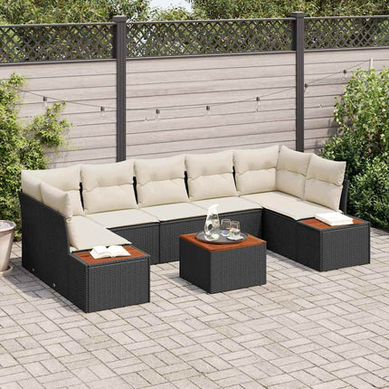 Trädgårdsoffset 8 st Svart Poly rattan