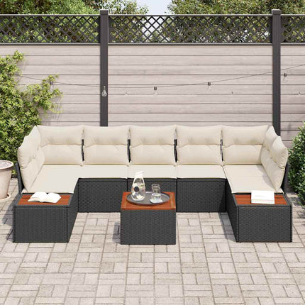 Trädgårdsoffset 8 st Svart Poly rattan