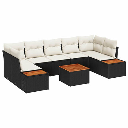 Trädgårdsoffset 8 st Svart Poly rattan