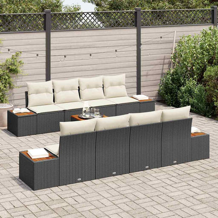 Trädgårdsoffset med kudde 9 pcs Svart Poly rattan