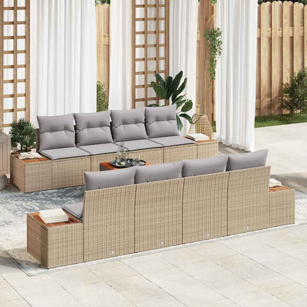 Trädgårdsoffset 9 st Beige Poly rattan