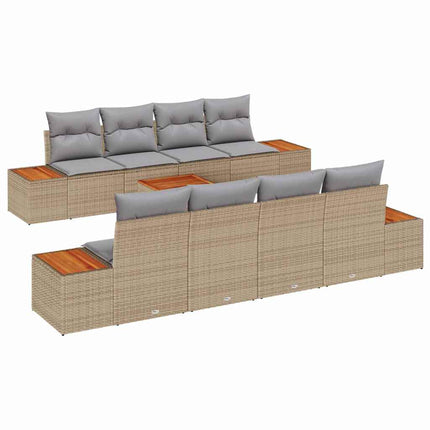 Trädgårdsoffset 9 st Beige Poly rattan