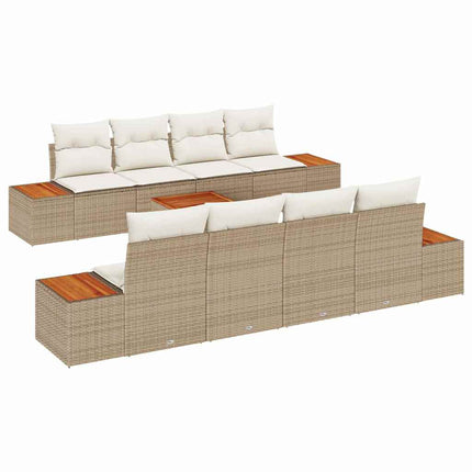 Trädgårdsoffset 9 st Beige Poly rattan