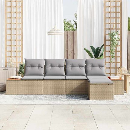 Trädgårdsoffset 5 st Beige Poly rattan