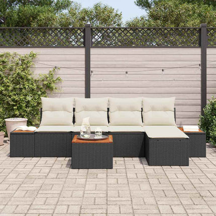 Trädgårdsoffset 6 st Svart Poly rattan