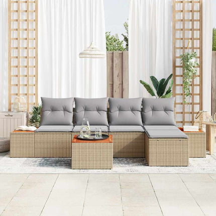 Trädgårdsoffset 6 st Beige Poly rattan