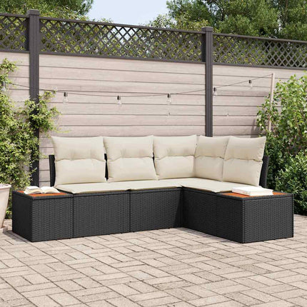 Trädgårdsoffset 5 st Svart Poly rattan