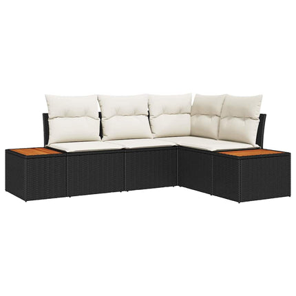 Trädgårdsoffset 5 st Svart Poly rattan