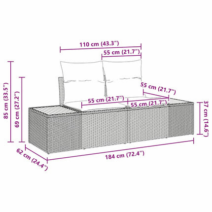 Trädgårdsoffset 5 st Svart Poly rattan