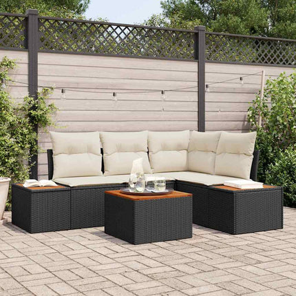 Trädgårdsoffset 5 st Svart Poly rattan