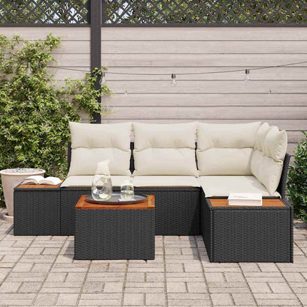 Trädgårdsoffset 5 st Svart Poly rattan