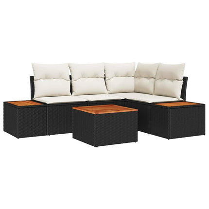 Trädgårdsoffset 5 st Svart Poly rattan