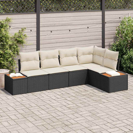 Trädgårdsoffset 5 st Svart Poly rattan
