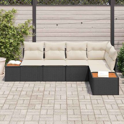 Trädgårdsoffset 5 st Svart Poly rattan