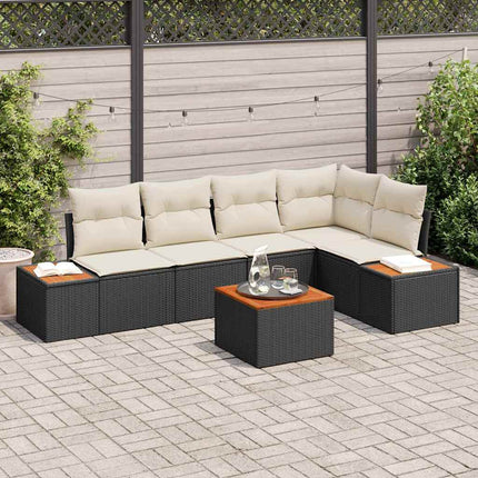 Trädgårdsoffset 6 st Svart Poly rattan
