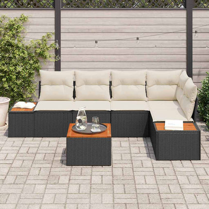 Trädgårdsoffset 6 st Svart Poly rattan