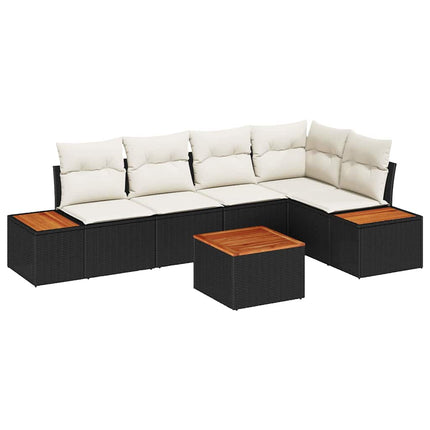 Trädgårdsoffset 6 st Svart Poly rattan