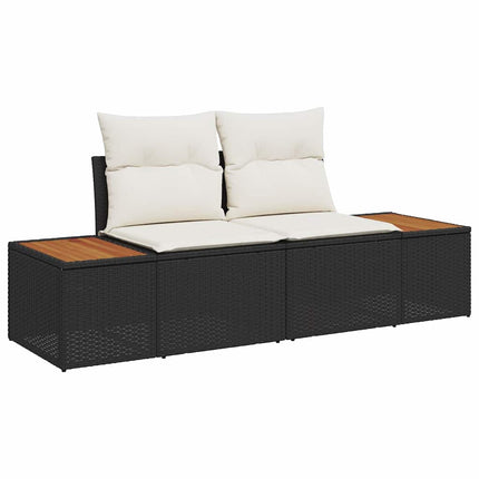 Trädgårdsoffset 6 st Svart Poly rattan