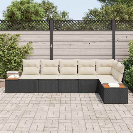 Trädgårdsoffset 6 st Svart Poly rattan