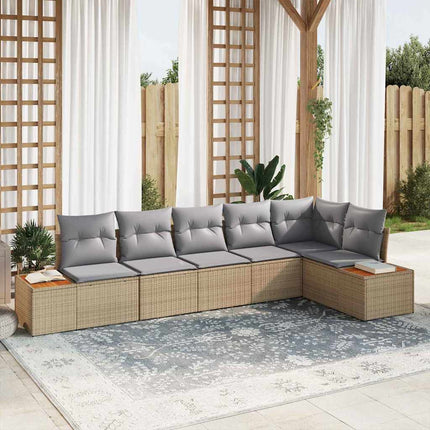 Trädgårdsoffset 6 st Beige Poly rattan