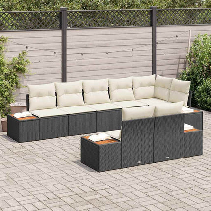 Trädgårdsoffset 8 st Svart Poly rattan