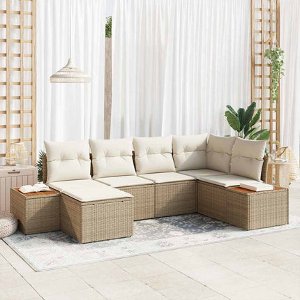 Trädgårdsoffset med kudde 6 pcs Beige konstrotting