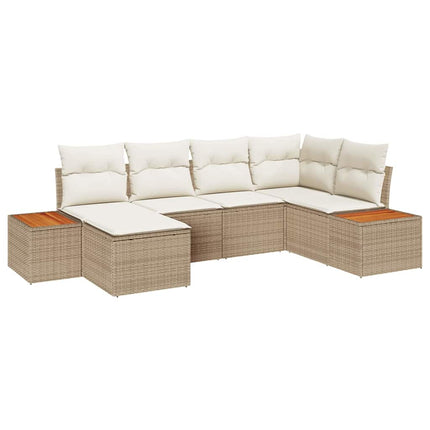 Trädgårdsoffset med kudde 6 pcs Beige konstrotting