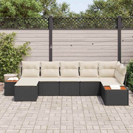 Trädgårdsoffset 7 st Svart Poly rattan
