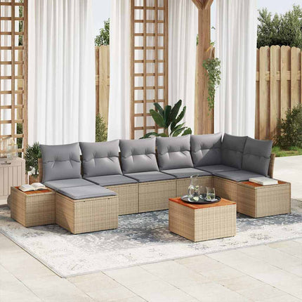 Trädgårdsoffset 8 st Beige Poly rattan