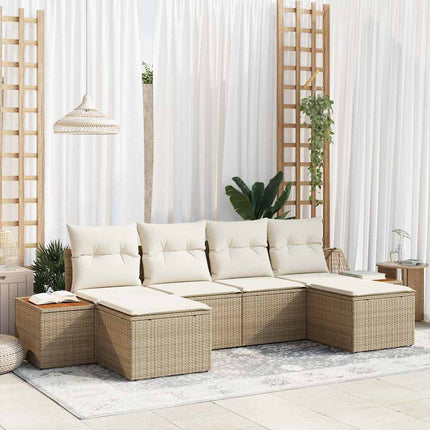 Trädgårdsoffset med kudde 6 pcs Beige konstrotting