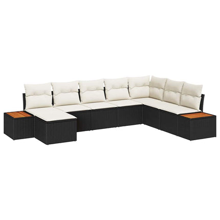 Trädgårdsoffset 8 st Svart Poly rattan