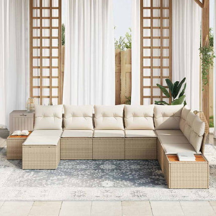 Trädgårdsoffset 8 st Beige Poly rattan