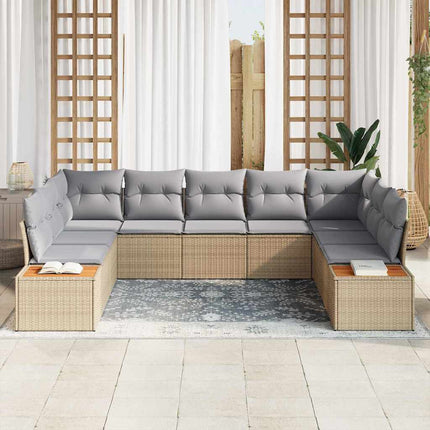 Trädgårdsoffset 9 st Beige Poly rattan
