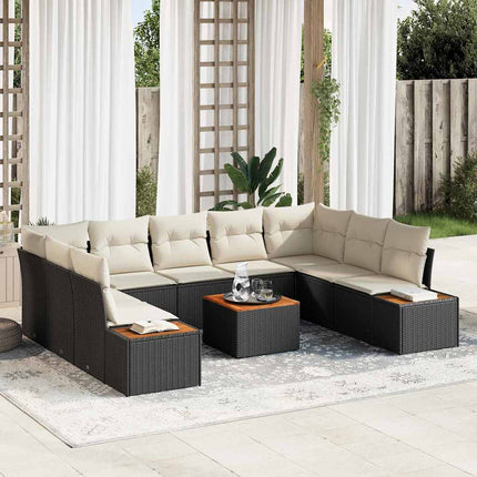 Trädgårdsoffset 10 st Svart Poly rattan