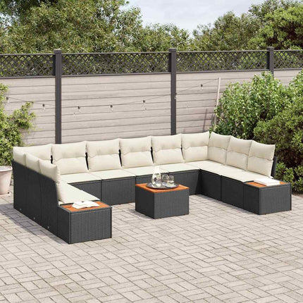 Trädgårdsoffset 11 st Svart Poly rattan