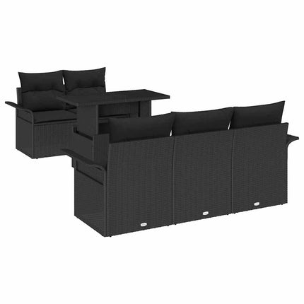 Trädgårdsoffset med kudde 6 pcs Svart konstrotting