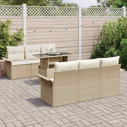 Trädgårdsoffset med kudde 7 pcs Beige konstrotting