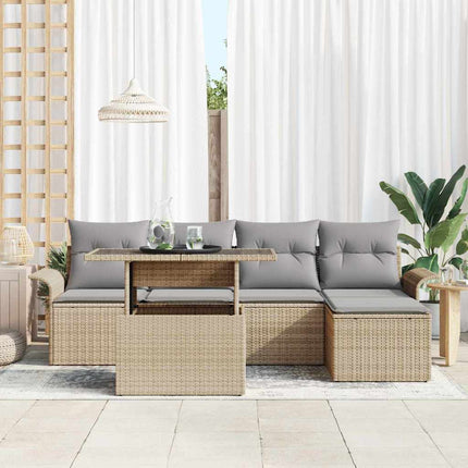 Trädgårdsoffset 6 st Beige konstrotting