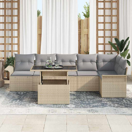 Trädgårdsoffset 7 st Beige konstrotting