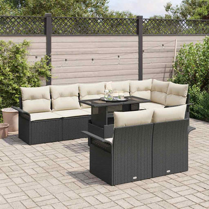 Trädgårdsoffset 9 st Svart Poly rattan