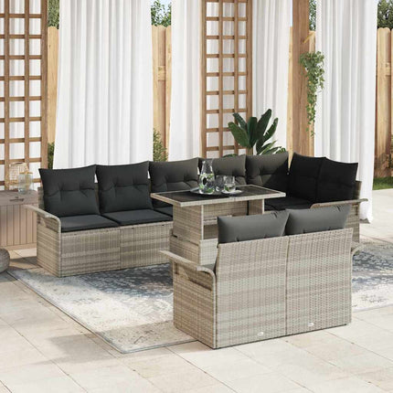 Trädgårdsoffset med kudde 9 pcs Ljusgrå Poly rattan