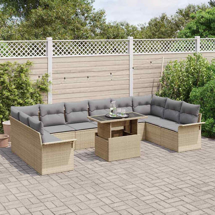 Trädgårdsoffset 11 st Beige Poly rattan