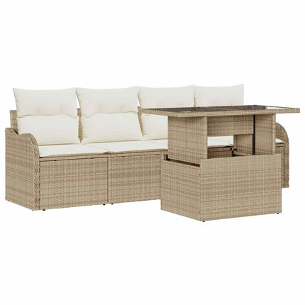 Trädgårdsoffset 5 st Beige Poly rattan